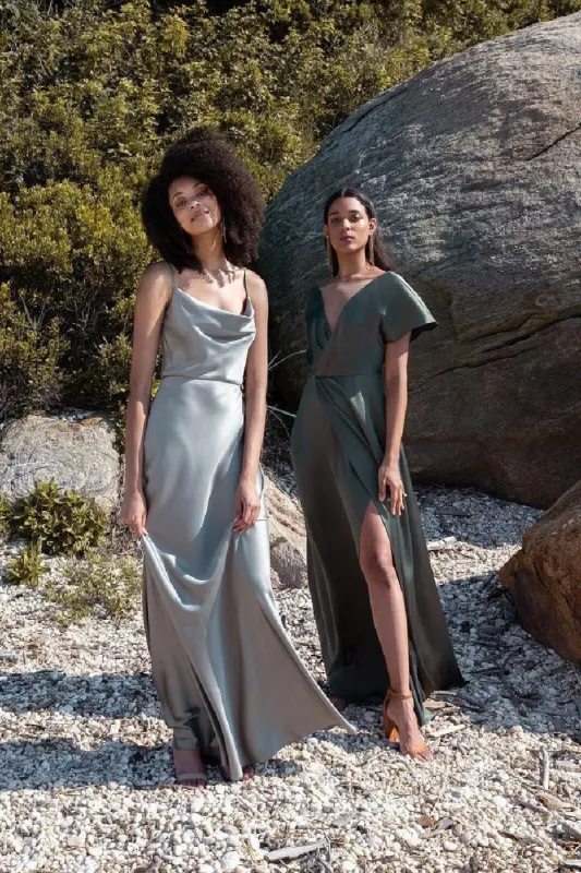 A-Line Maxi Elastic Satin  Bridesmaid Dress 648761109422 sold by Cocomelody