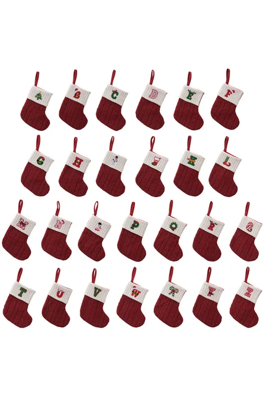 Christmas decorations Red knitted alphabet Embroidery Christmas socks Colorful DIY name gift socks 831001958177 sold by Cocomelody