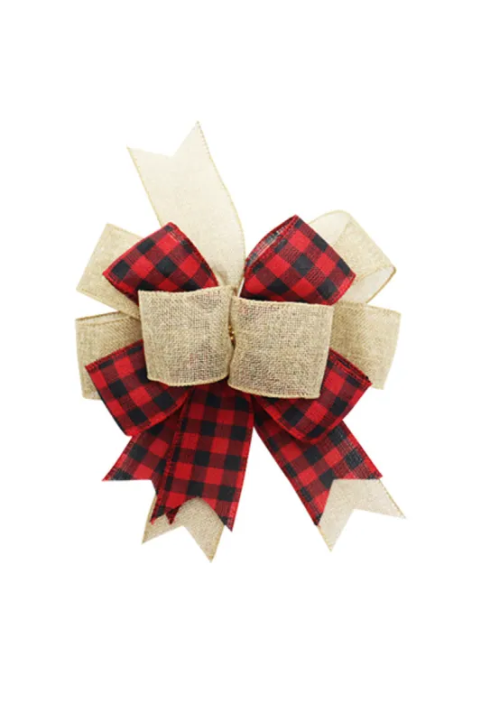 Christmas bow Plaid Christmas ribbon handmade bow in imitation of hemp 834545231731 sold by Cocomelody