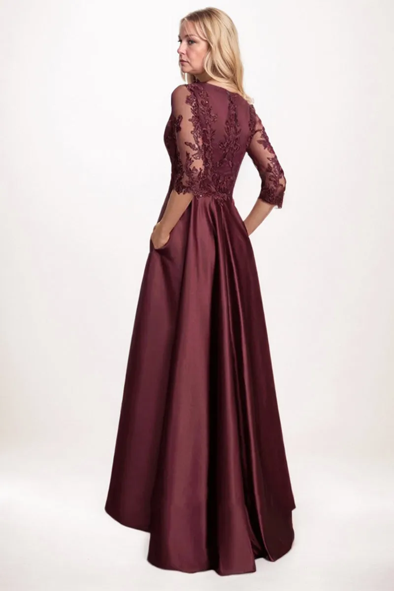 A-Line Midi Satin Mother Dress CM0263 sold by Cocomelody product image thumbnail 2