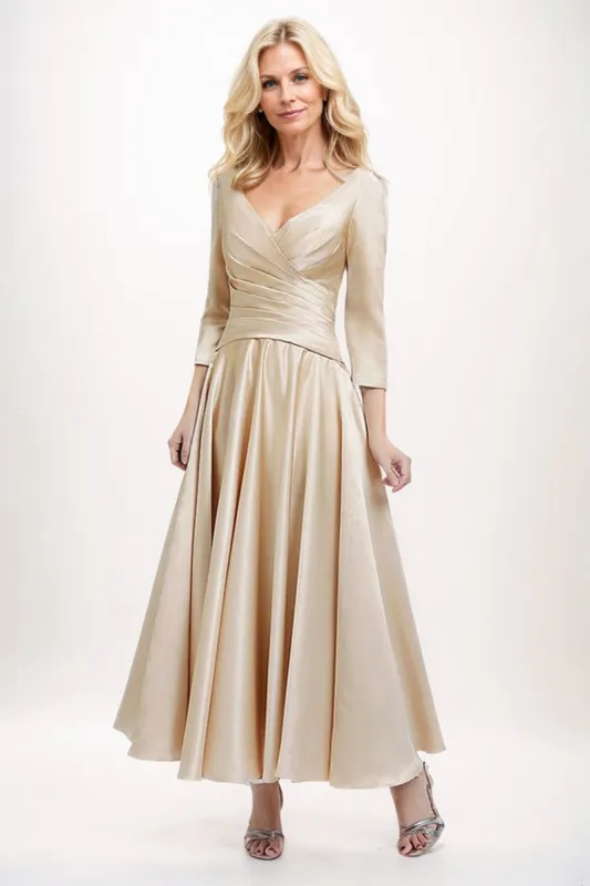 A-Line Midi Satin Mother Dress CM0262 sold by Cocomelody