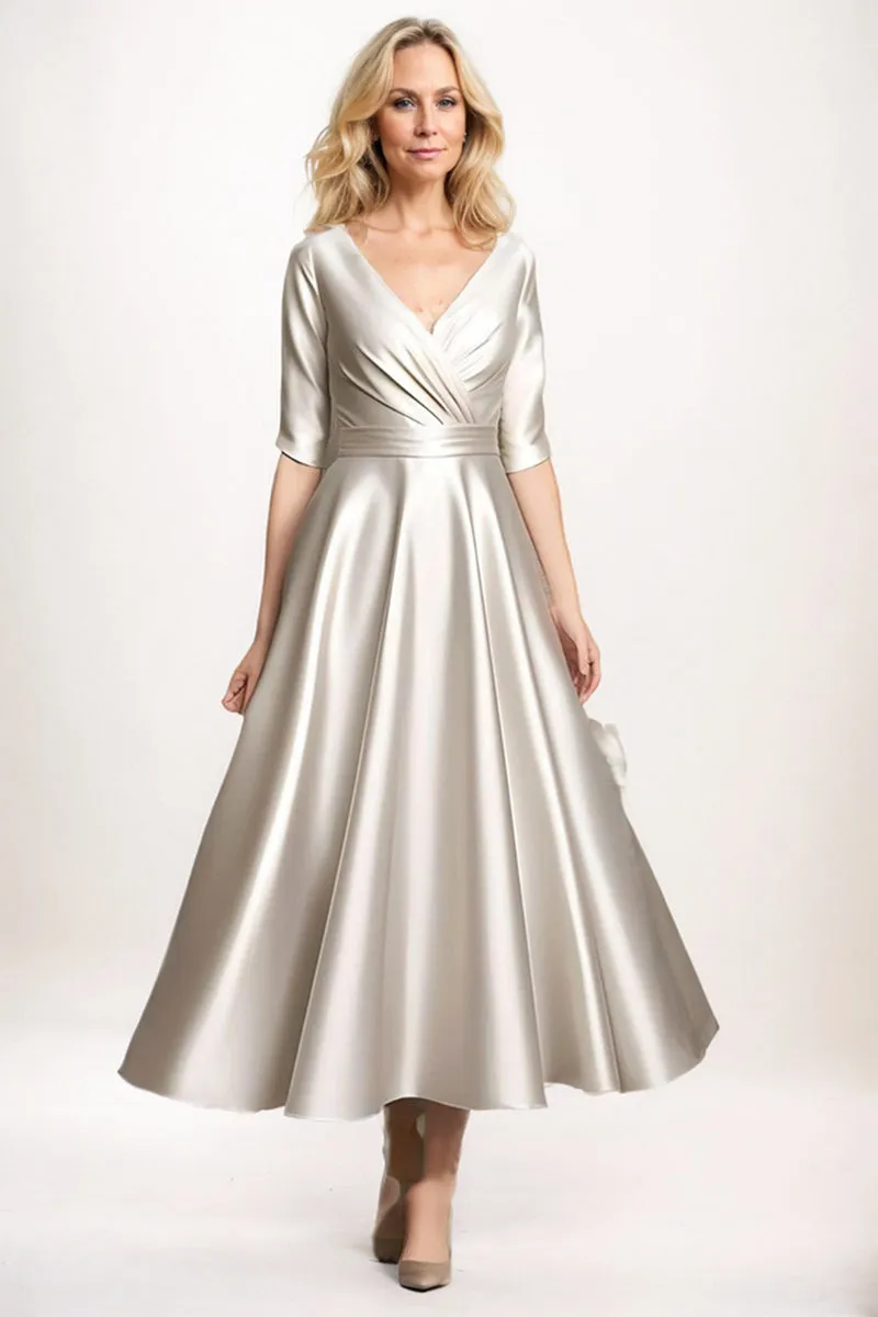 A-Line Midi Satin Mother Dress CM0261 sold by Cocomelody