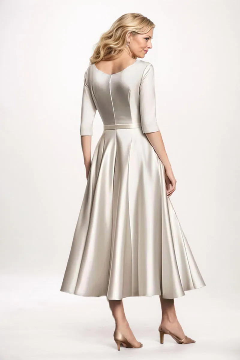 A-Line Midi Satin Mother Dress CM0261 sold by Cocomelody product image thumbnail 2