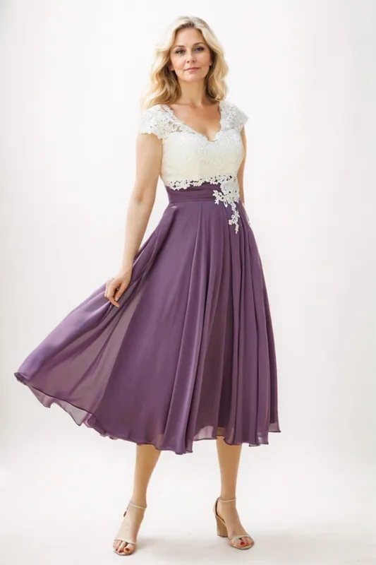 A-Line Midi Chiffon Mother Dress CM0258 sold by Cocomelody