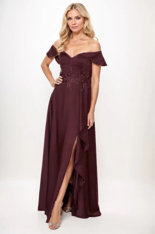 A-Line Maxi Elastic Silk like Satin Mother Dress CM0243 sold by Cocomelody