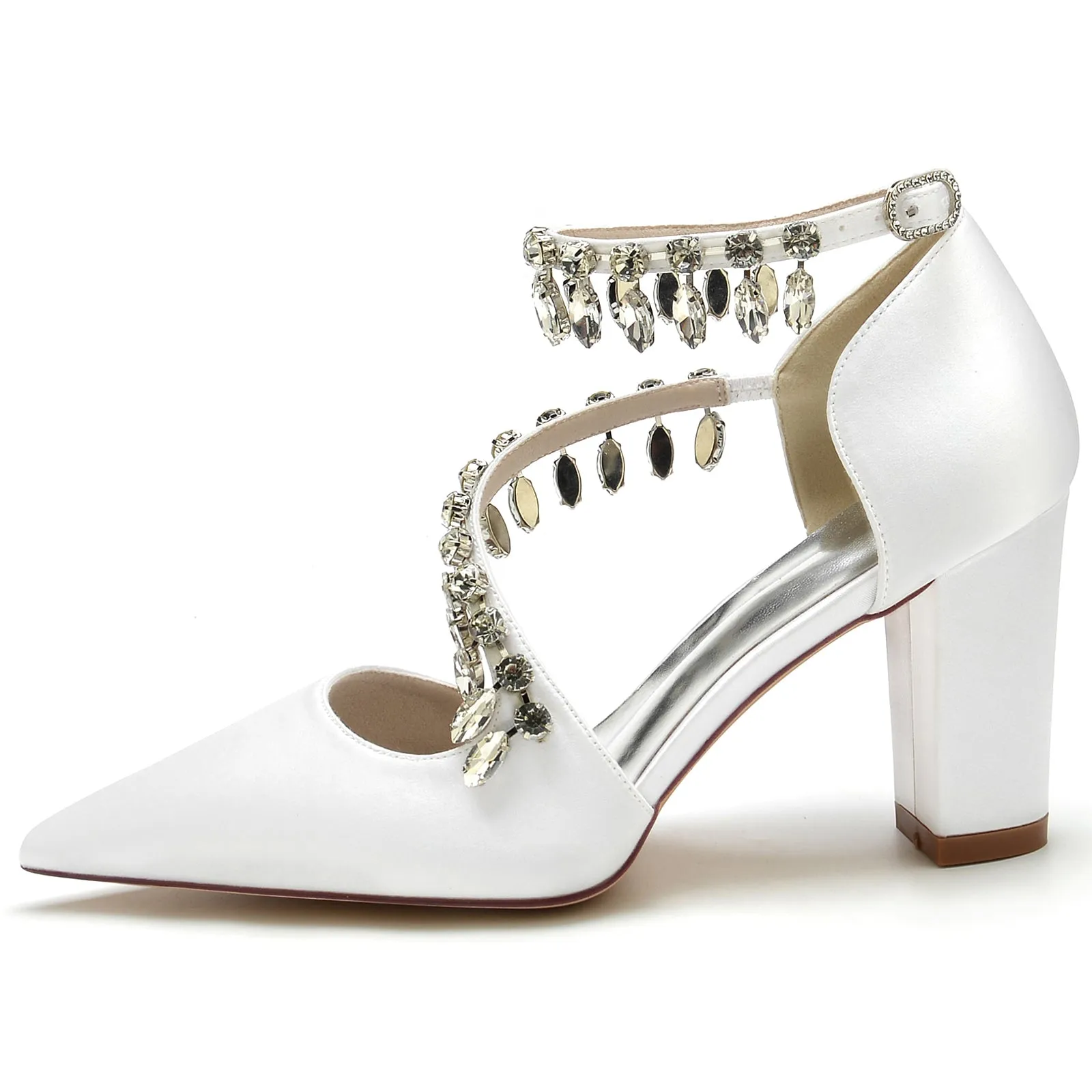 Chunky Heel 8.5cm Silk-Like Shoes CK0195 sold by Cocomelody product image thumbnail 5