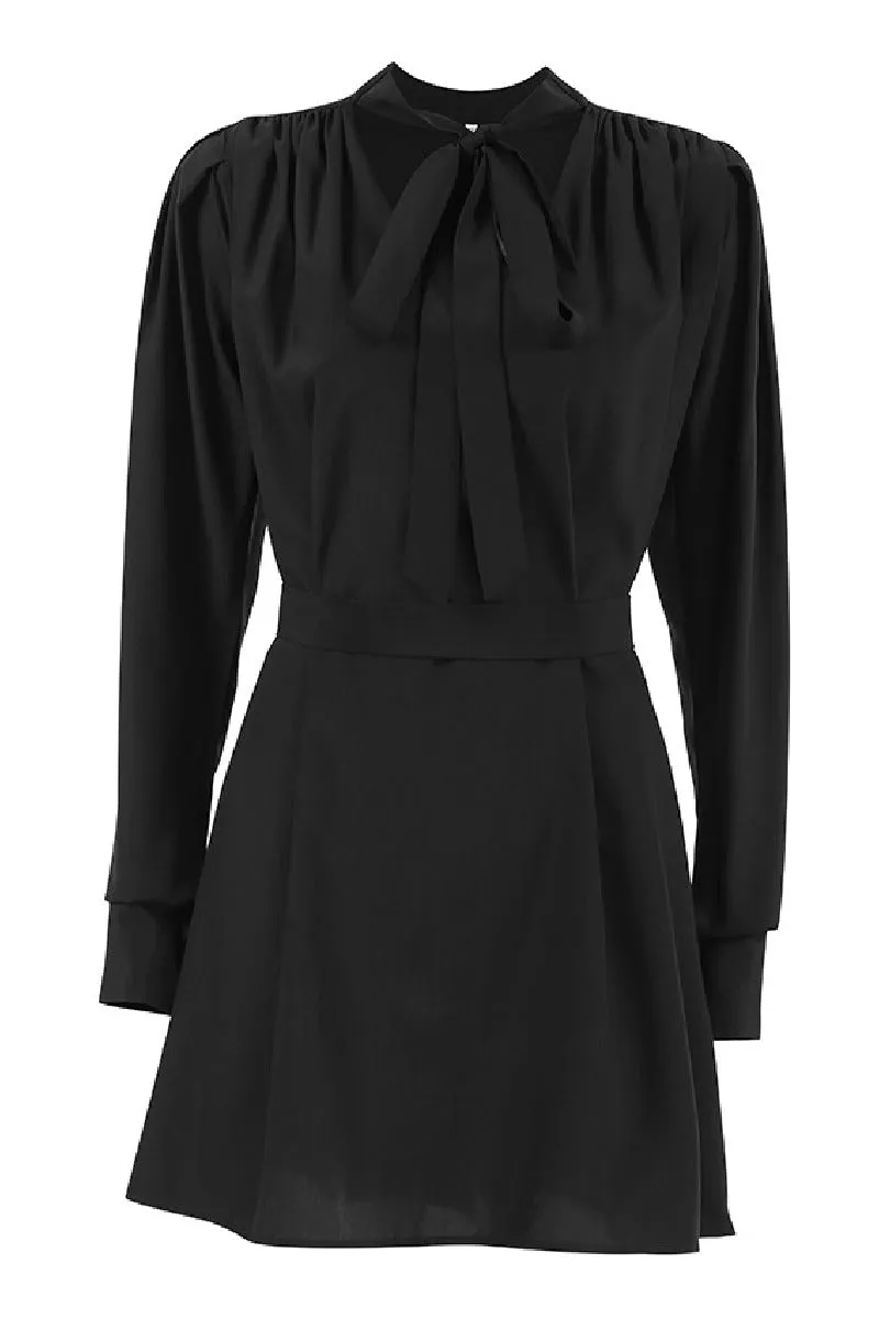 French elegant lace-up waist little black cocktail dress 818468797733 sold by Cocomelody product image thumbnail 5