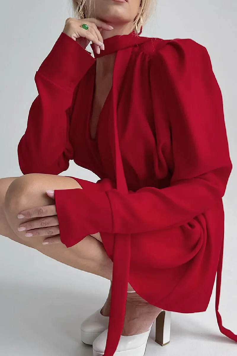 French elegant lace-up waist little black cocktail dress 818468797733 sold by Cocomelody product image thumbnail 4