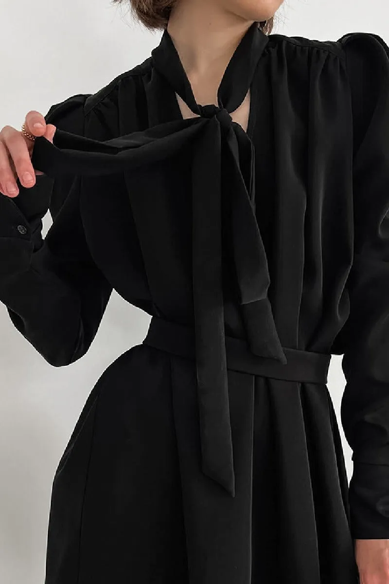 French elegant lace-up waist little black cocktail dress 818468797733 sold by Cocomelody product image thumbnail 3