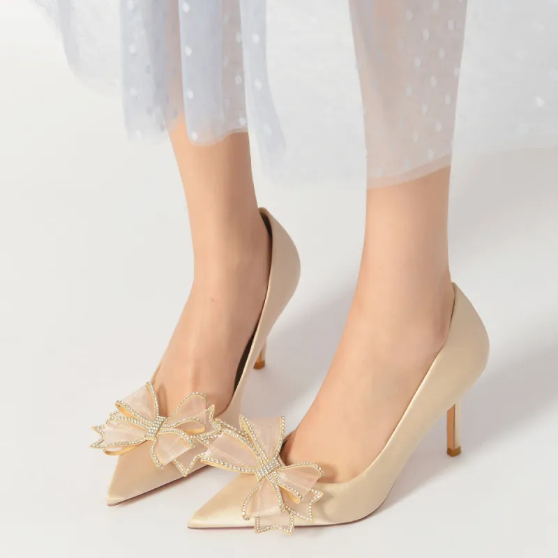 Stiletto Heel 8.5cm Silk-Like Shoes CK0169 sold by Cocomelody
