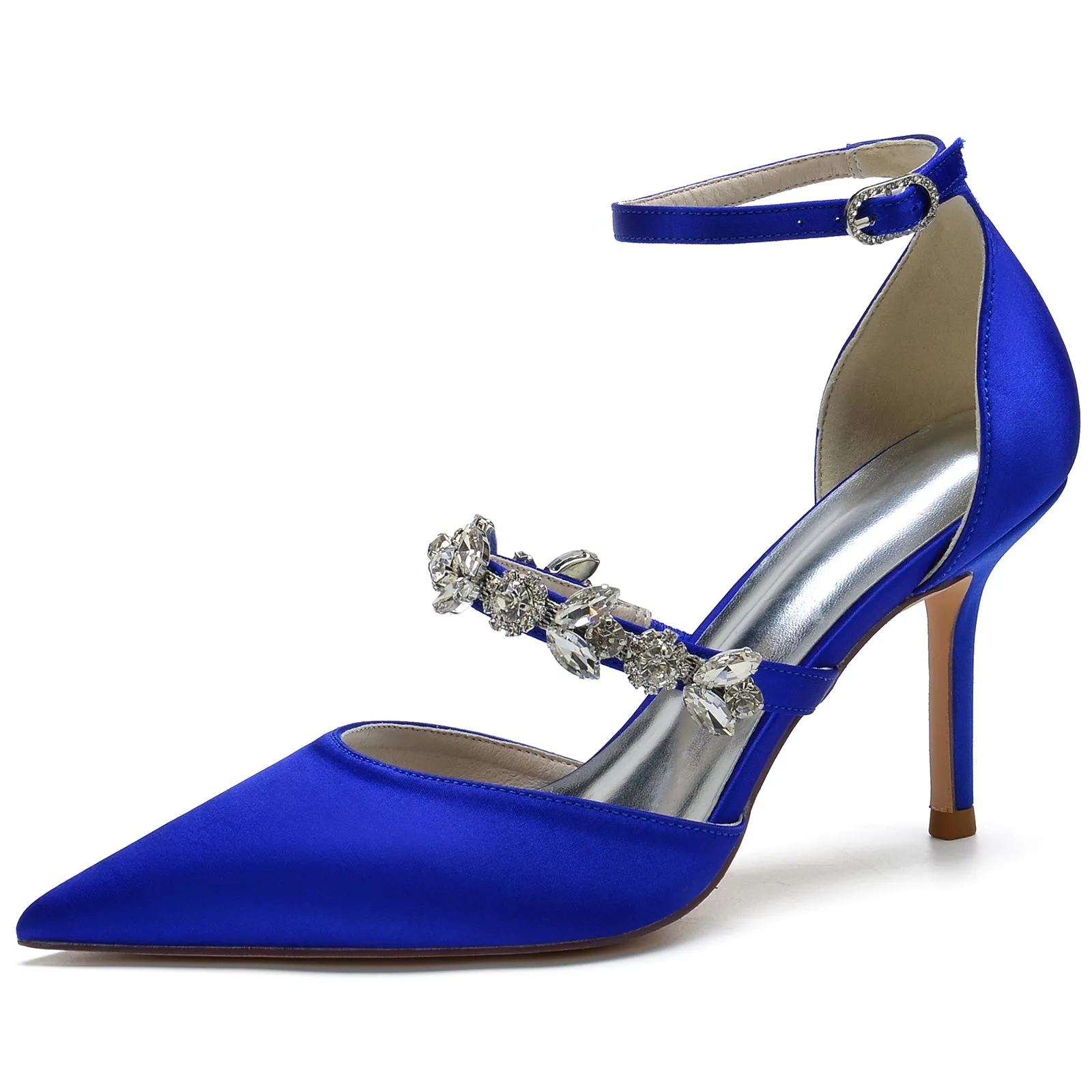 Blue Rhinestone Ankle Strap Pointy Stiletto Heels CK0131 sold by Cocomelody product image thumbnail 4