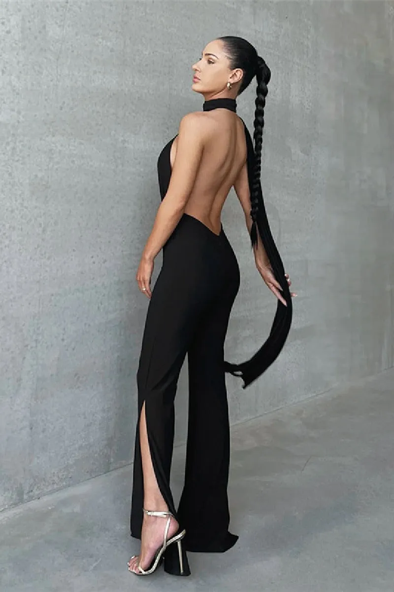 Halter sexy hollowed-out backless slim-fit jumpsuit party dress 729888018414 sold by Cocomelody product image thumbnail 2