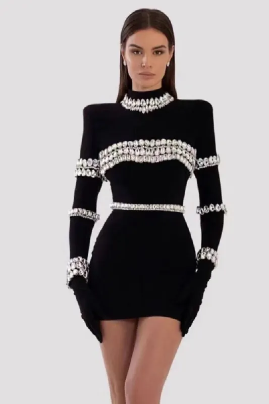 Black long-sleeved girls party dresses 753695575945 sold by Cocomelody
