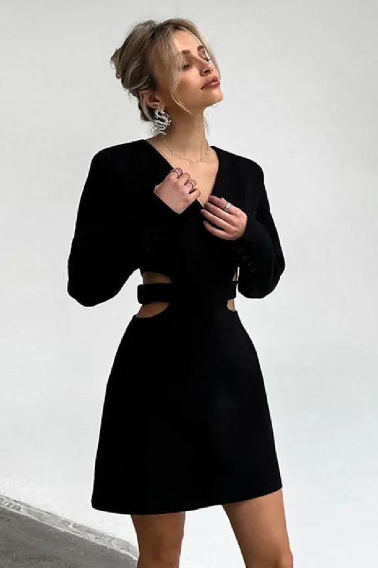 V-neck hollow out designer cocktail dresses 777870876047 sold by Cocomelody