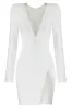 Shiny V-neck rhine-diamond slim-fit split cocktail dress 740086624931 sold by Cocomelody