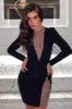 Shiny V-neck rhine-diamond slim-fit split cocktail dress 740086624931 sold by Cocomelody