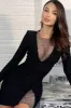 Shiny V-neck rhine-diamond slim-fit split cocktail dress 740086624931 sold by Cocomelody