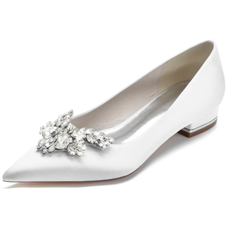 White Satin Pointy Shoes CK0279 sold by Cocomelody