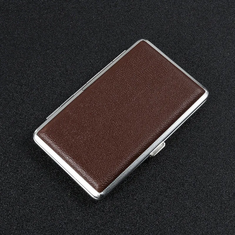 Ultra-thin portable men's leather creative metal high-grade leather cigarette case 775270864915 sold by Cocomelody product image thumbnail 5