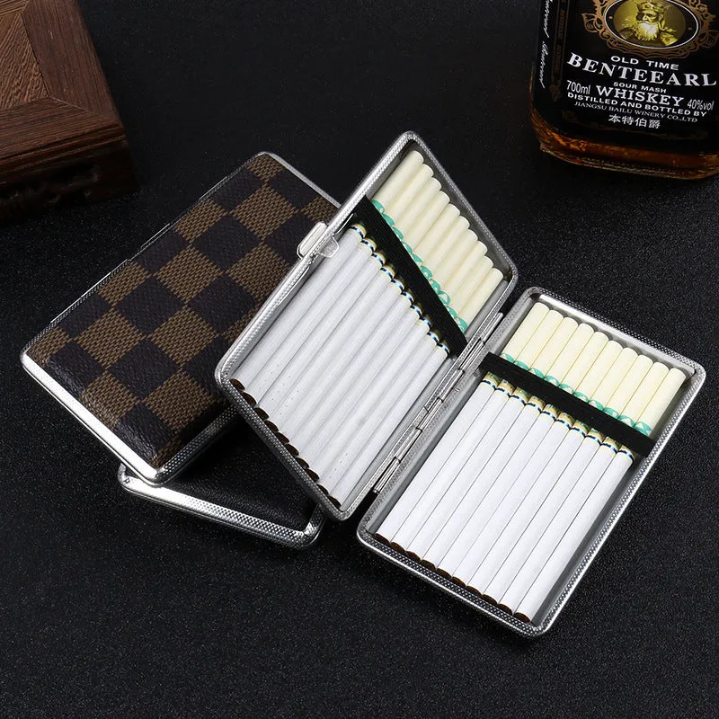 Ultra-thin portable men's leather creative metal high-grade leather cigarette case 775270864915 sold by Cocomelody product image thumbnail 2