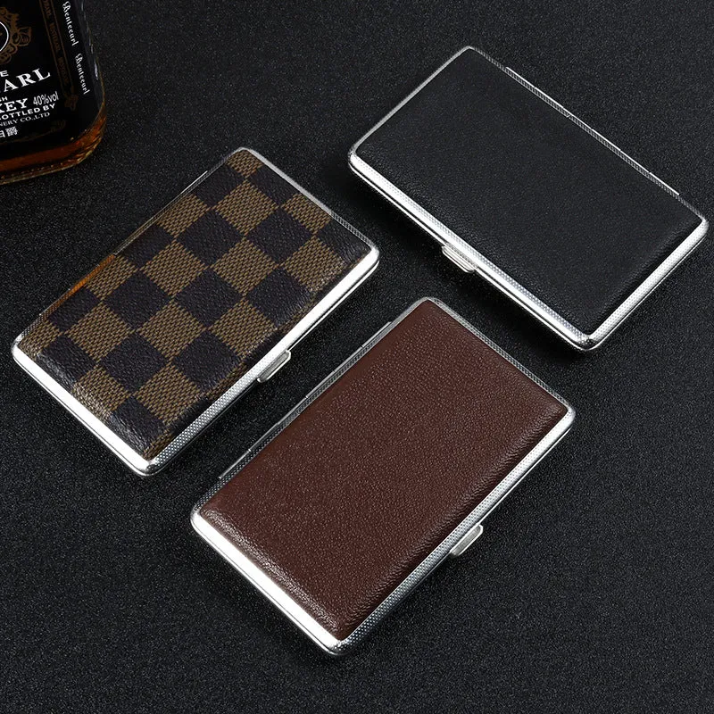 Ultra-thin portable men's leather creative metal high-grade leather cigarette case 775270864915 sold by Cocomelody product image thumbnail 3