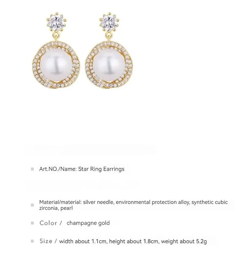 Star ring pearl earring girl light luxury 721667846903 sold by Cocomelody product image thumbnail 5