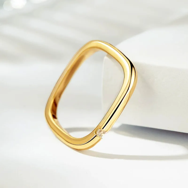 Index finger sterling silver ring small square ring personality couple ring 635585616929 sold by Cocomelody