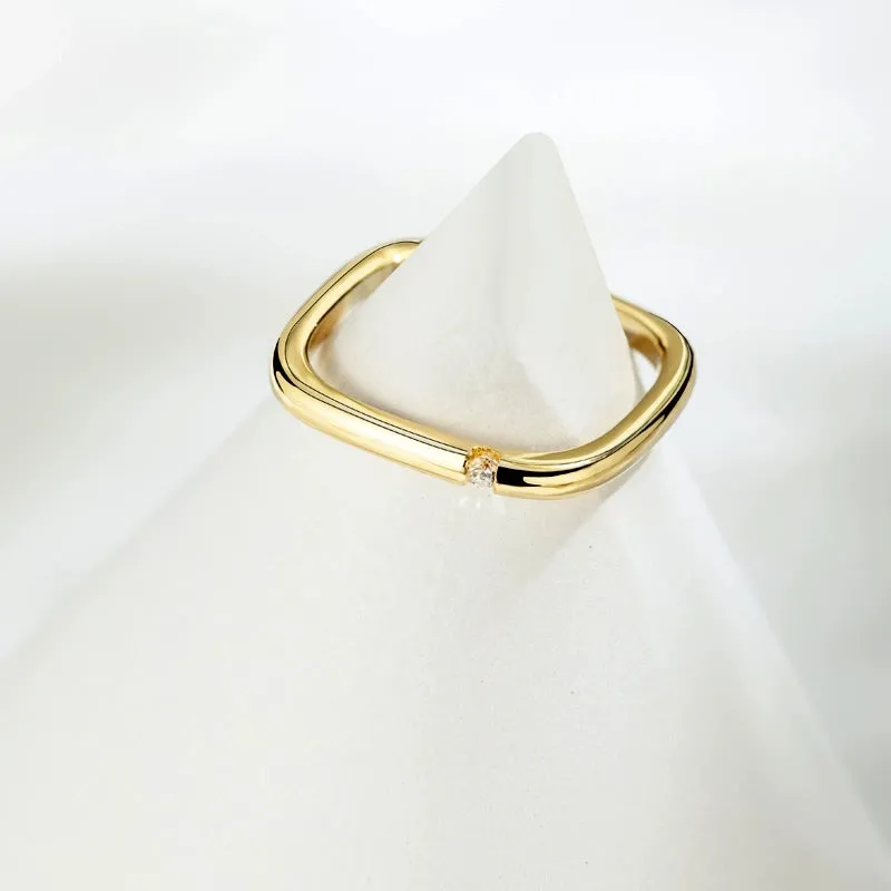 Index finger sterling silver ring small square ring personality couple ring 635585616929 sold by Cocomelody product image thumbnail 2