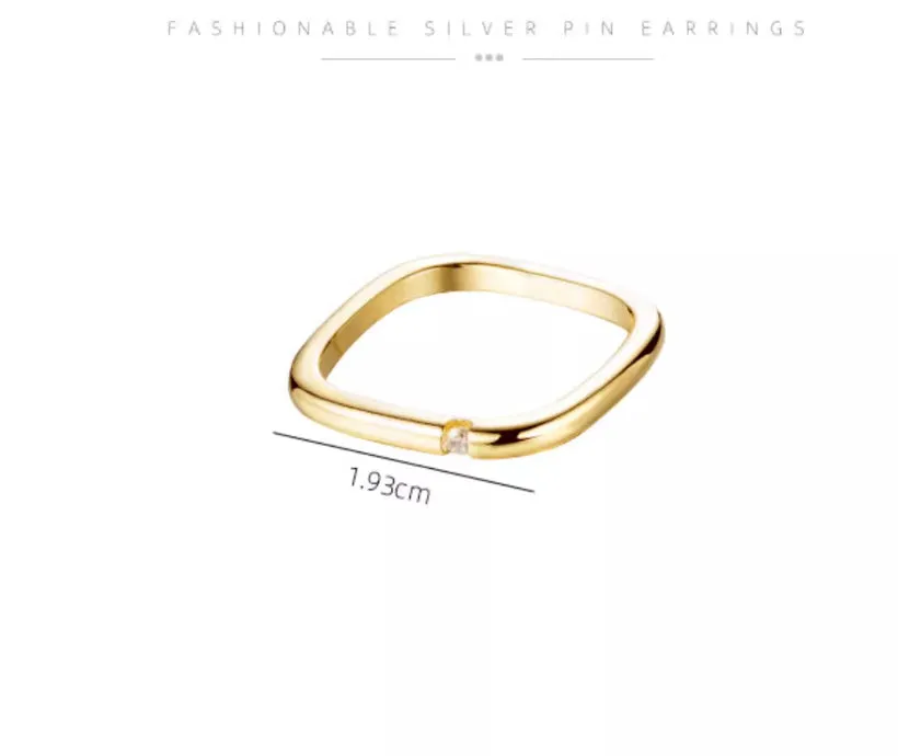 Index finger sterling silver ring small square ring personality couple ring 635585616929 sold by Cocomelody product image thumbnail 4