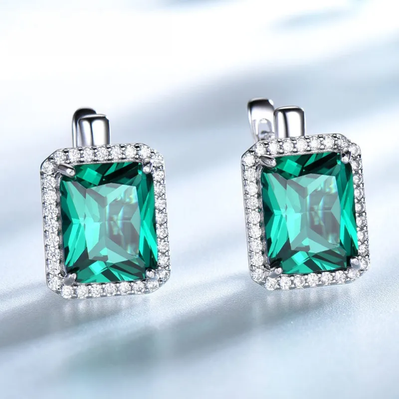 Sky blue topaz square earrings with diamonds 616219943551 sold by Cocomelody