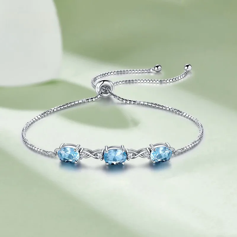Sky blue topaz adjustable bracelet 615508967871 sold by Cocomelody