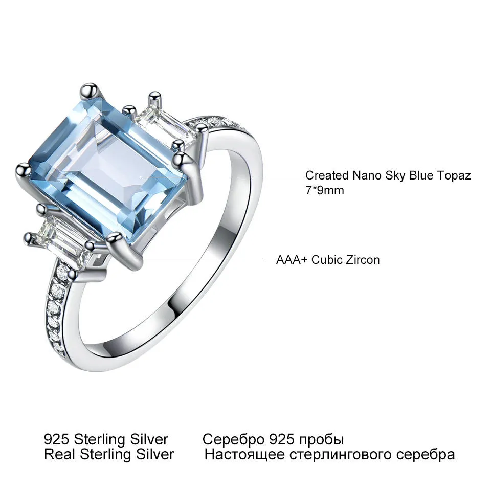 Sea blue topaz ring set with diamond 615734076005 sold by Cocomelody product image thumbnail 5