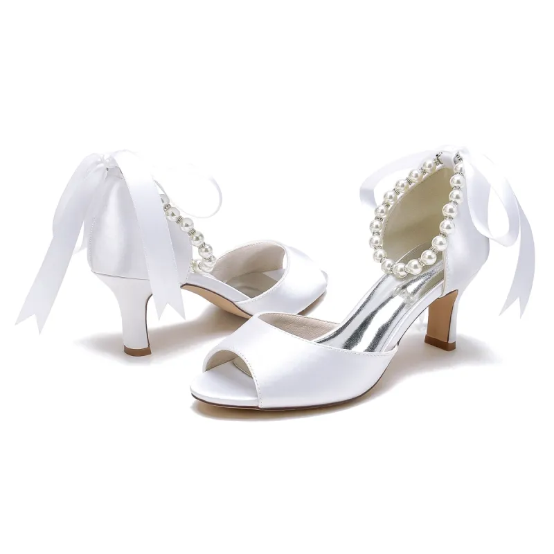 Chunky Heel 6.5cm Silk-Like Shoes CK0306 sold by Cocomelody