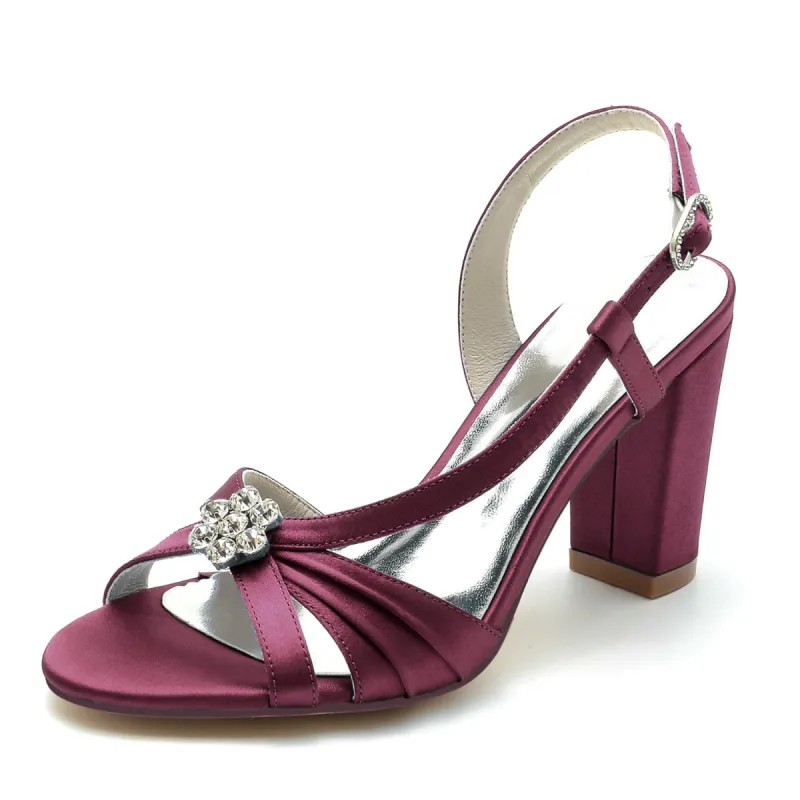 Chunky Heel 8.5cm Silk-Like Shoes CK0302 sold by Cocomelody