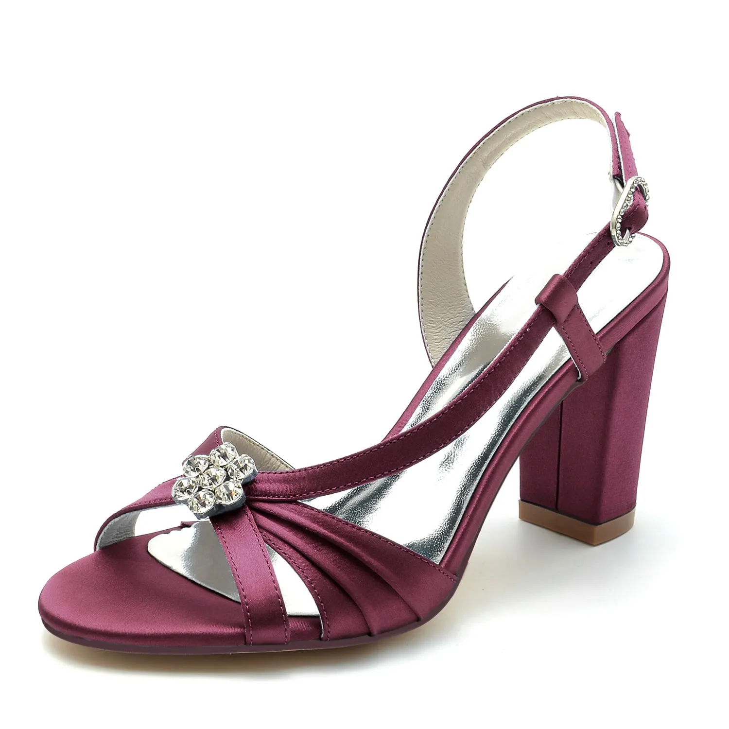 Chunky Heel 8.5cm Silk-Like Shoes CK0302 sold by Cocomelody