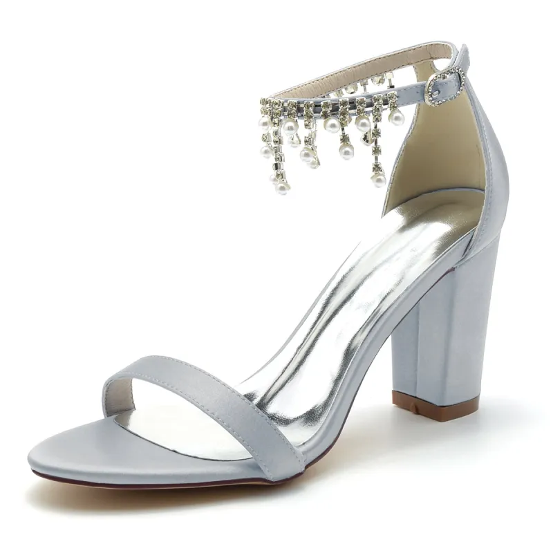 Silver Block Heel Sandals CK0297 sold by Cocomelody