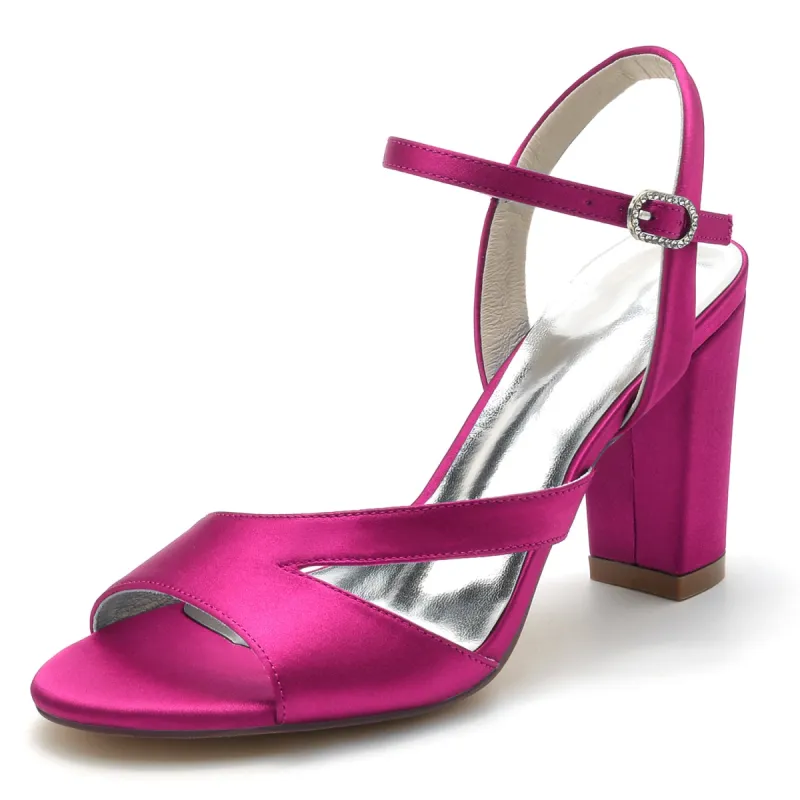 Chunky Heel 8.5cm Silk-Like Shoes CK0295 sold by Cocomelody