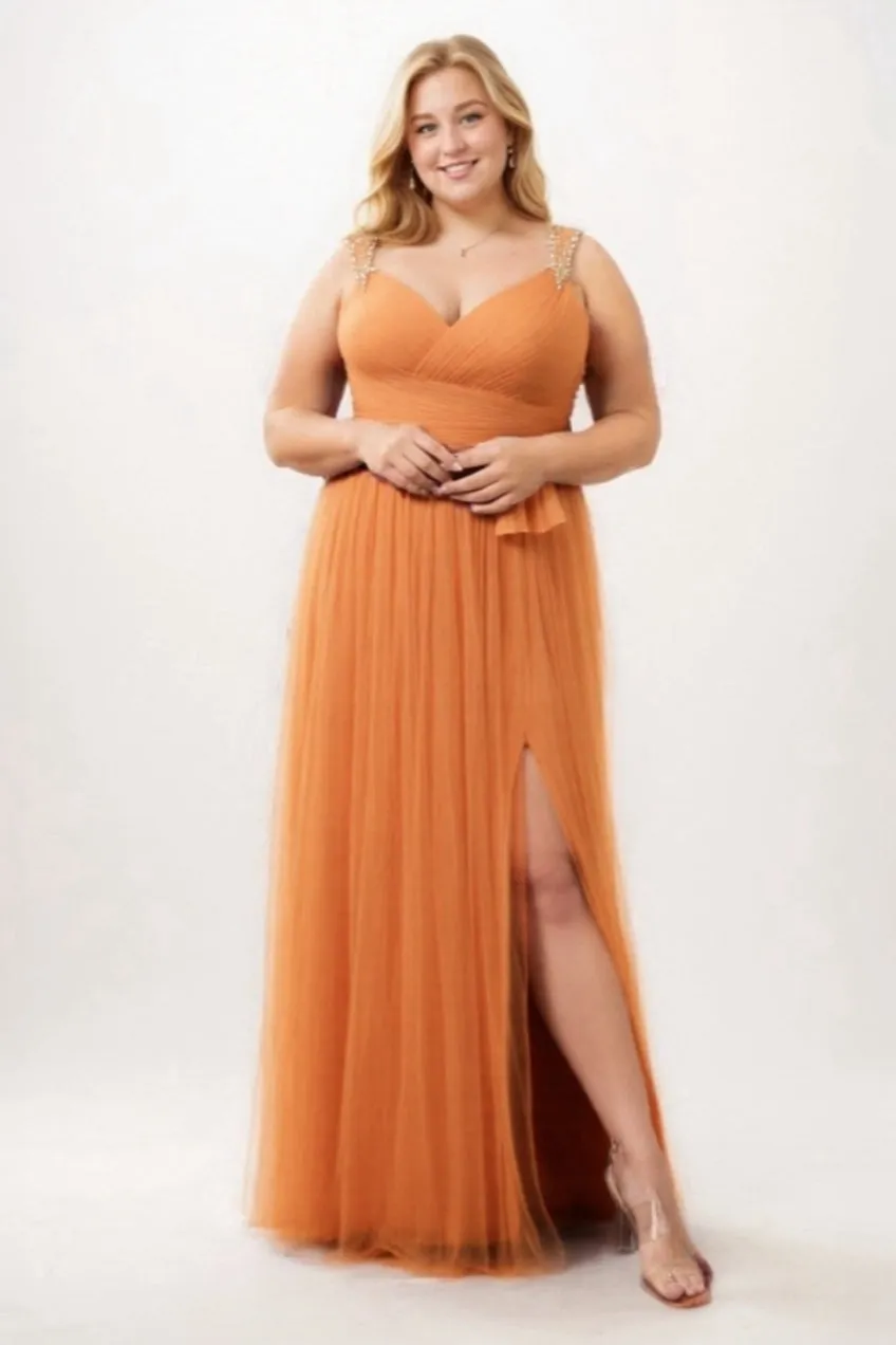 A-Line Floor Length Tulle Bridesmaid Dress CB0313PS sold by Cocomelody