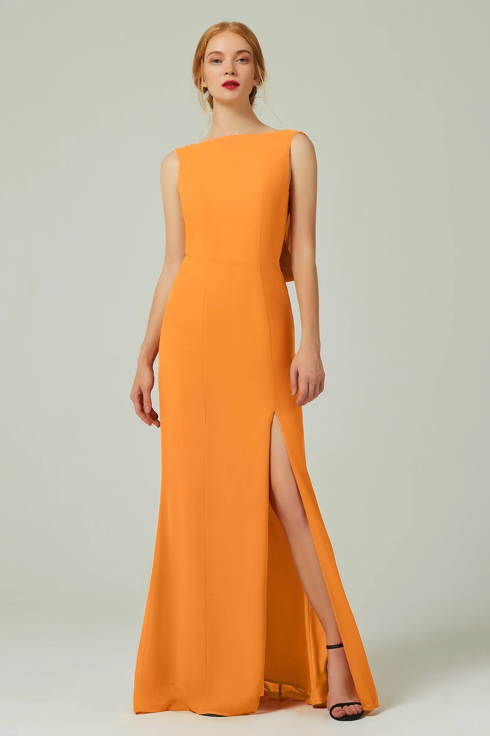 Sheath-Column Sweep-Brush Chiffon Bridesmaid Dress Formal Dresses CB0310PS sold by Cocomelody product image thumbnail 4