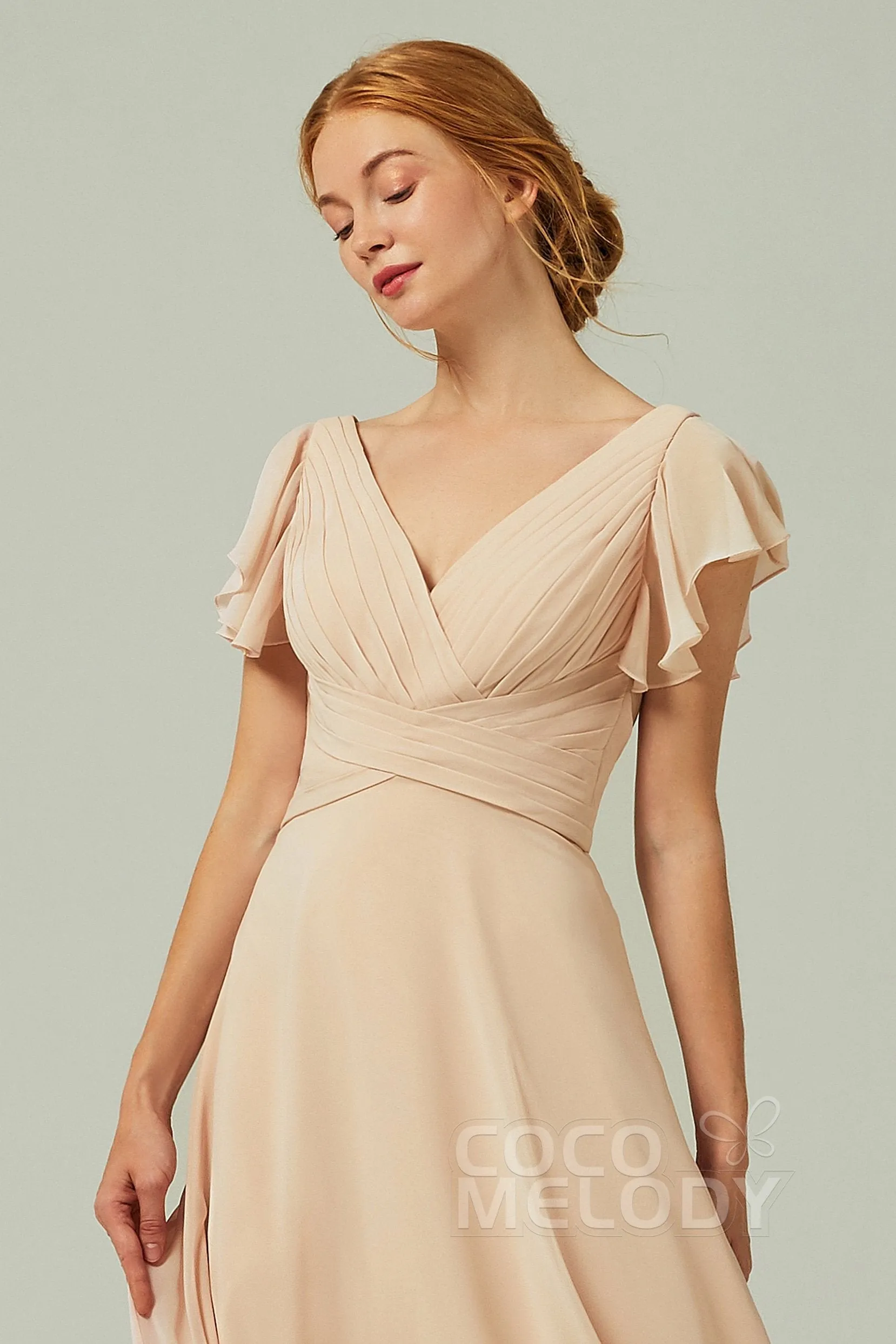 A-Line Floor Length Chiffon Bridesmaid Dress CB0302PS sold by Cocomelody product image thumbnail 5