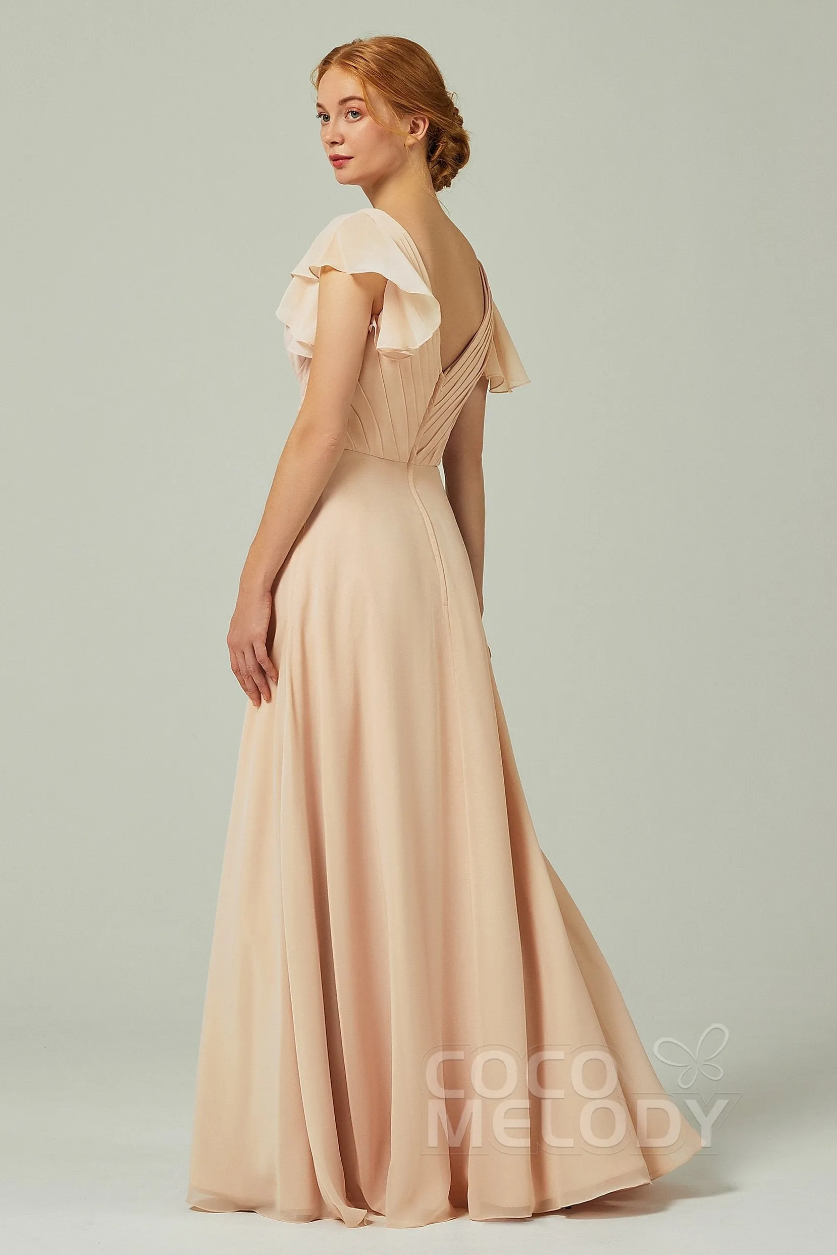 A-Line Floor Length Chiffon Bridesmaid Dress CB0302PS sold by Cocomelody product image thumbnail 2