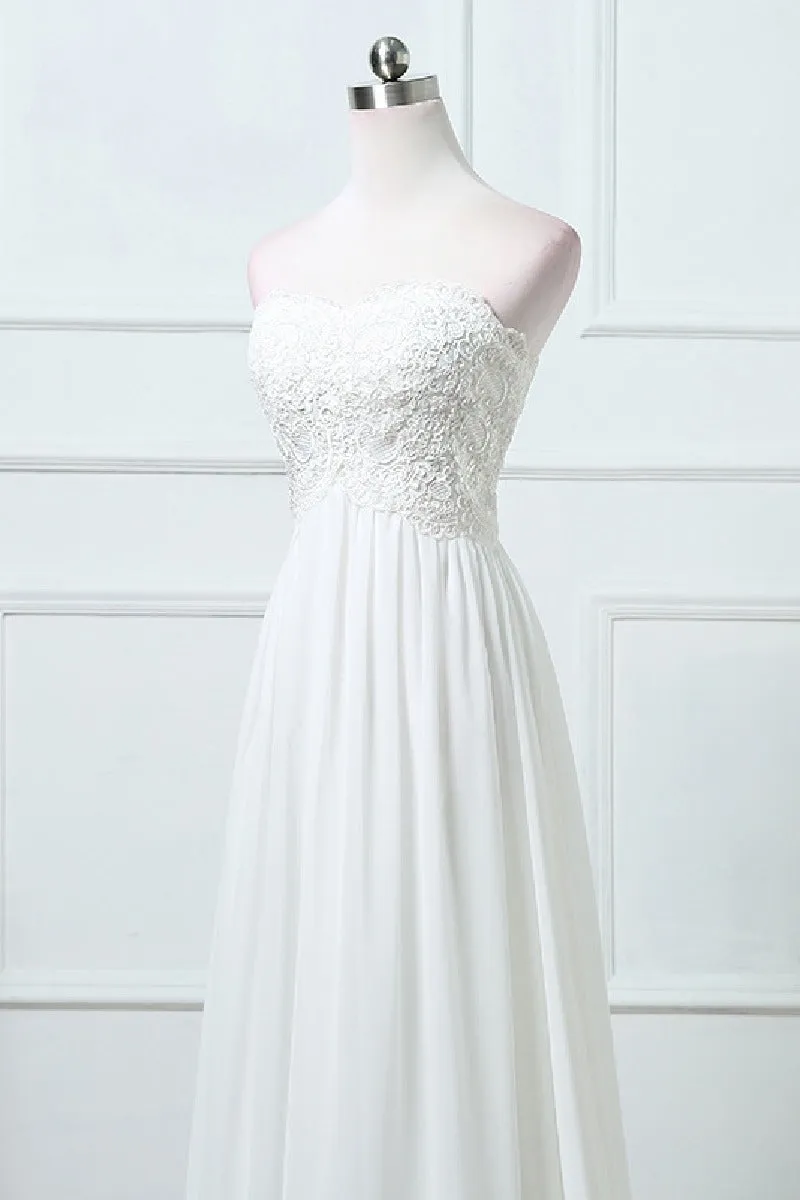 A-Line Sweep-Brush Train Chiffon Wedding Dress 640165830660 sold by Cocomelody product image thumbnail 4
