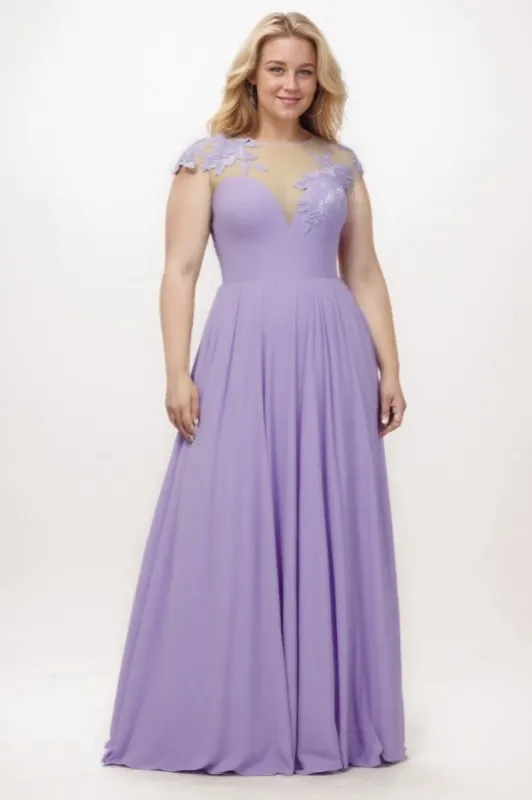 A-Line Sweep-Brush-Train Chiffon Bridesmaid Dress CB0248PS sold by Cocomelody