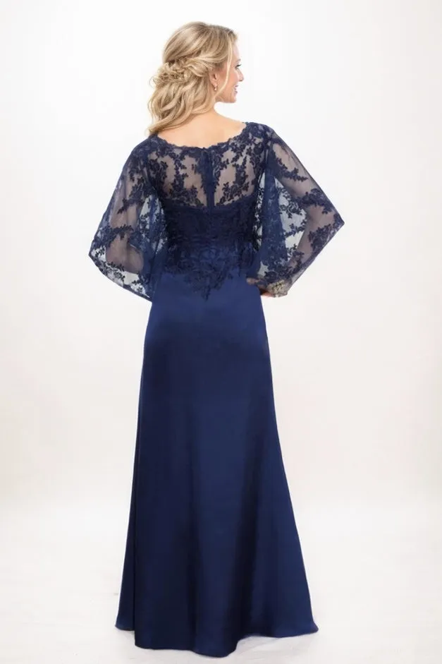 A-Line Maxi Satin Faced Chiffon Mother Of The Bride Dress CM0320 sold by Cocomelody product image thumbnail 2