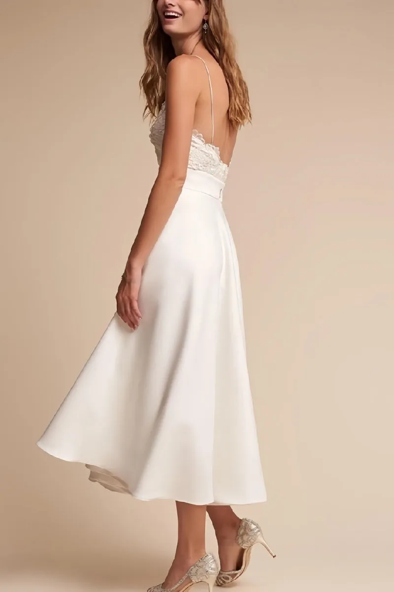 Lace Tea-Length Short Reception Wedding Dress CW3392 sold by Cocomelody product image thumbnail 2