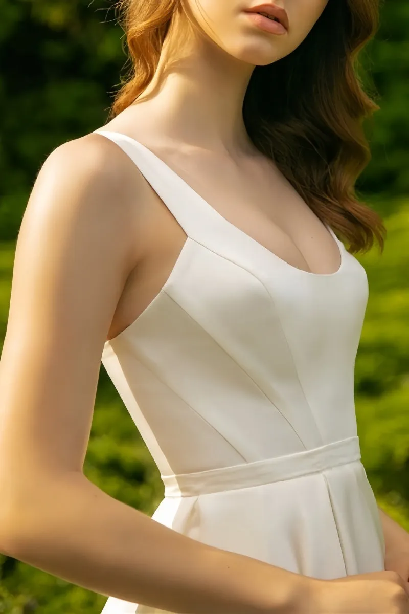 Scoop Ankle-Length Little White Dress with Pockets CW3386 sold by Cocomelody product image thumbnail 5