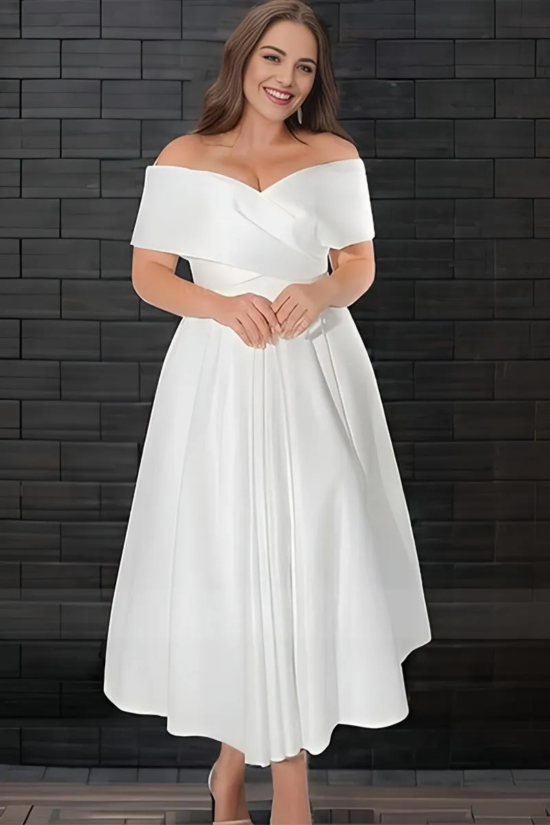 Off-The-Shoulder White Wedding Dress with Pockets CW3375 sold by Cocomelody product image thumbnail 3