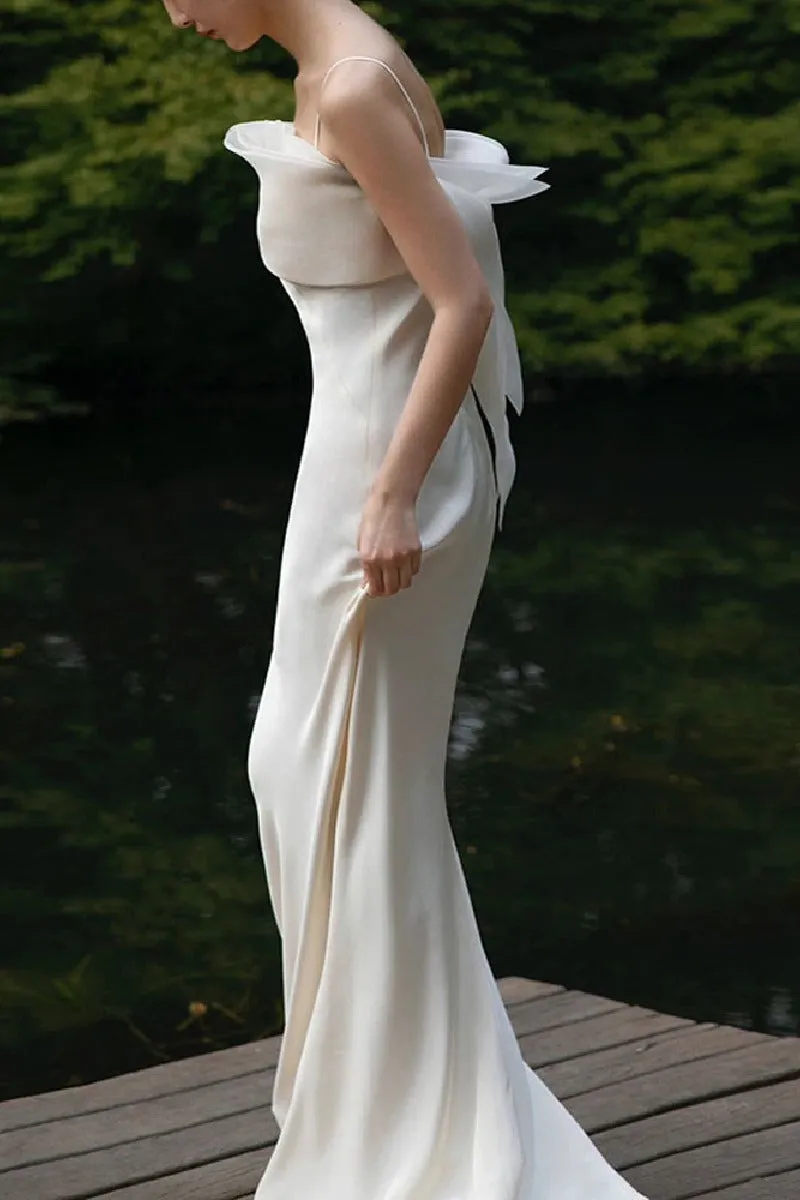 Trumpet-Mermaid Sweep-Brush Train Satin Wedding Dress 753902519963 sold by Cocomelody product image thumbnail 3