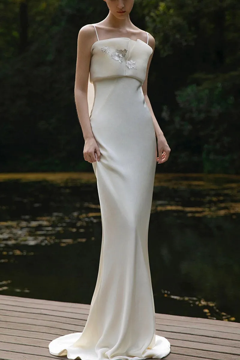 Trumpet-Mermaid Sweep-Brush Train Satin Wedding Dress 753902519963 sold by Cocomelody
