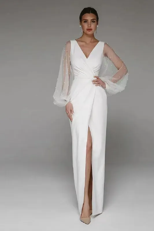 Sheath-Column Floor Length Elastic Cloth Wedding Dress 862654361502 sold by Cocomelody